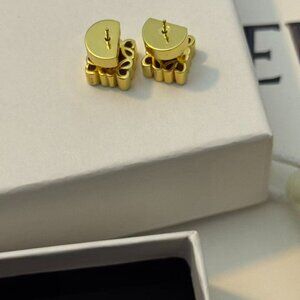 Loewe Gold Anagram Stud Earrings – Made in Italy